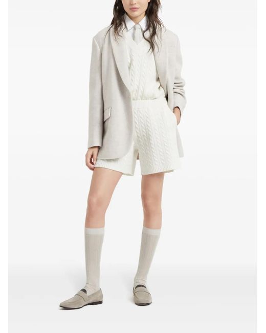 Brunello Cucinelli White Logo-Patch Vest