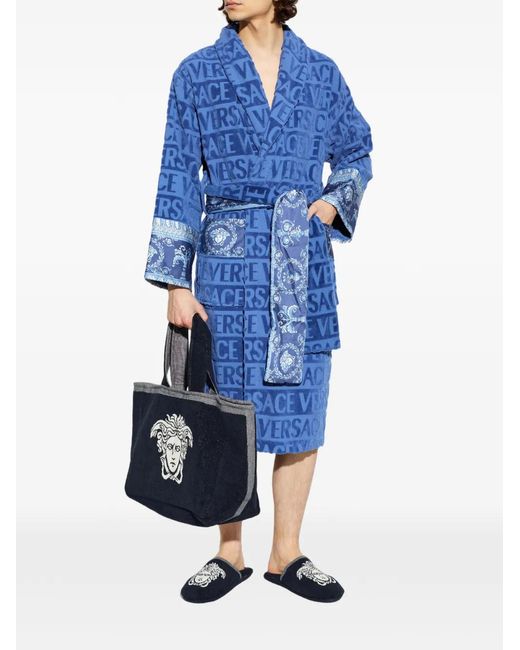 Versace White Chaussons En Éponge À Motif En Jacquard