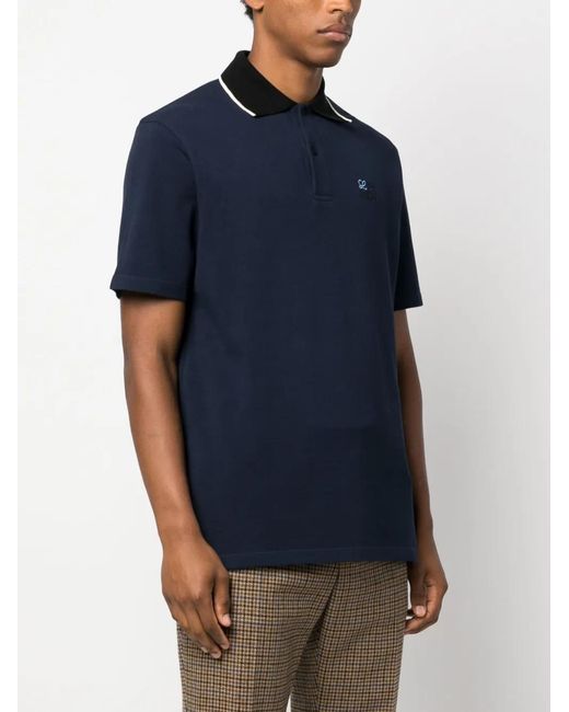 Loewe Blue Anagram-Embroidered Cotton Polo Shirt for men
