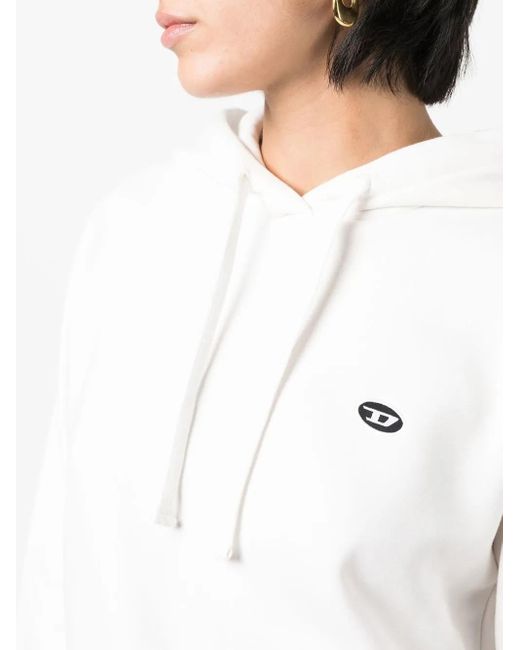 DIESEL White Logo-Patch Drawstring Hoodie