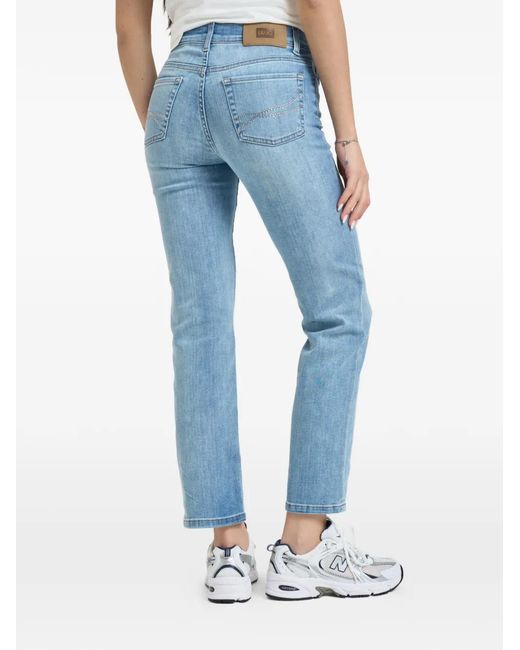 Liu Jo Blue Rhinestone-Embellished-Pocket Jeans