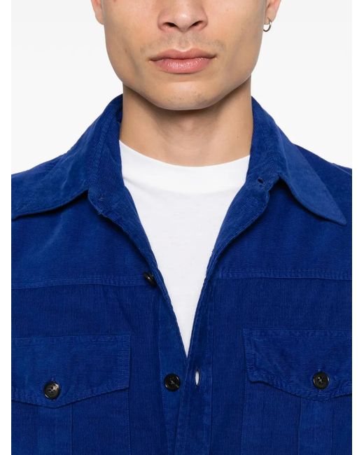 Isaia Blue Chest-Pocket Shirt for men