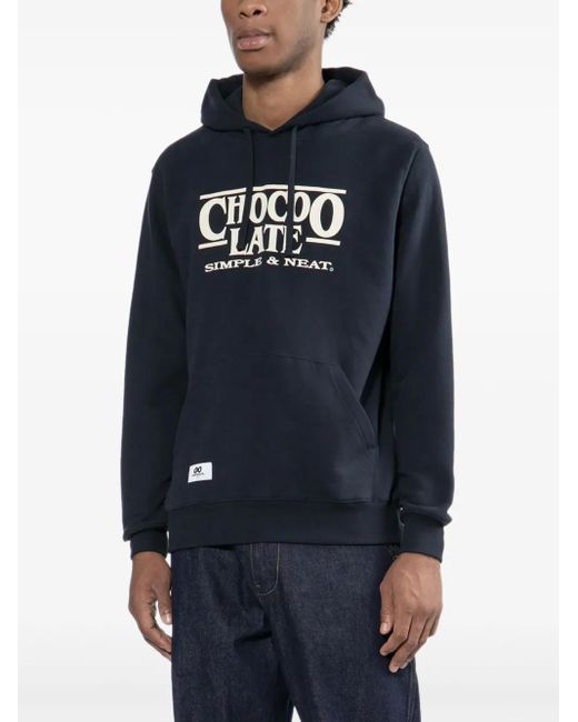 Chocoolate Blue Logo-Embossed Hoodie for men