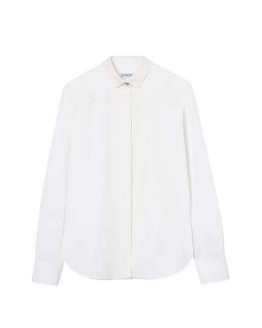 Burberry White Classic-Fit Grosgrain-Trim Cotton Shirt