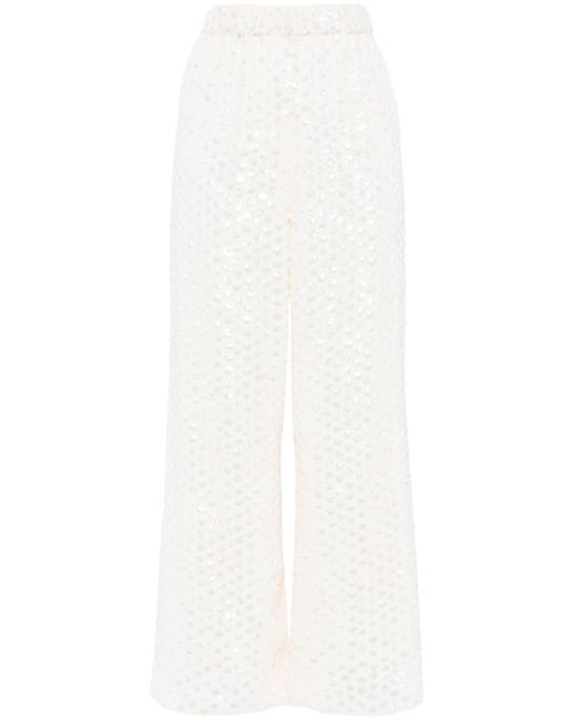 Needle & Thread White Raindrop Sequin Trousers