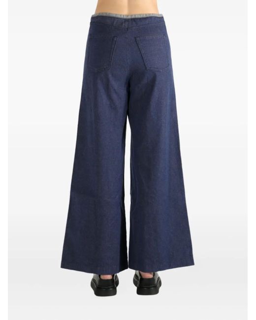 Baserange Blue Arthur Drawstring Wide-Leg Trousers