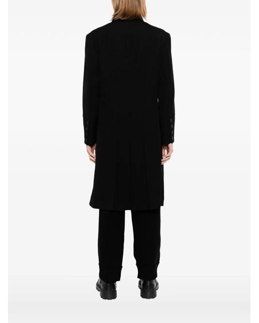 Yohji Yamamoto Black Manteau Droit À Simple Boutonnage for men