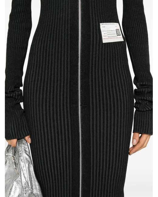 Maison Mihara Yasuhiro Black Logo-Patch Midi Dress