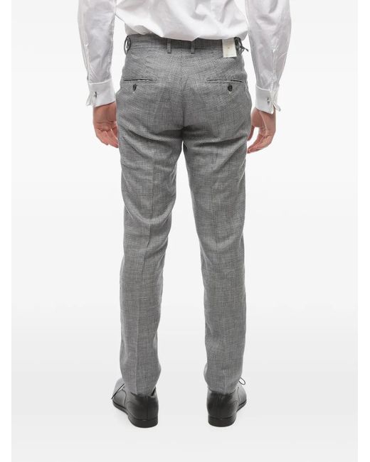 Cruna Gray Houndstooth-Pattern Trousers for men