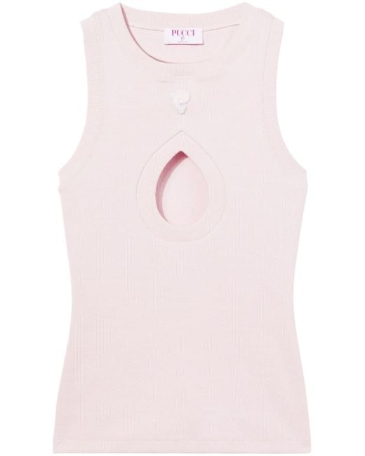 Emilio Pucci Pink Ribbed-knit Tank Top