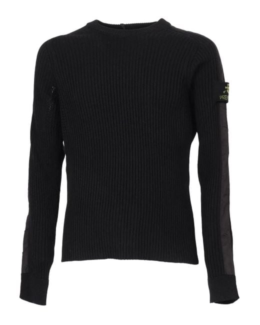Premiata Black Ribbed Crew-Neck Sweater for men