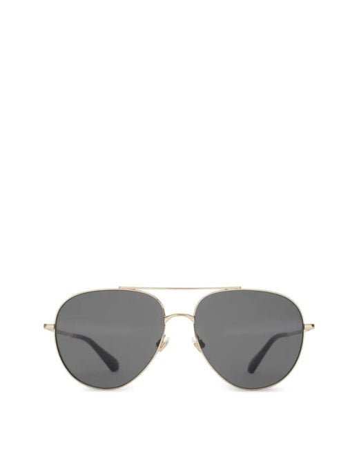 Burberry Gray Metal Check Pilot Sunglasses