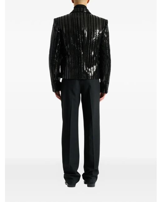 Balmain Black Cropped Sequin Velvet Jacket for men