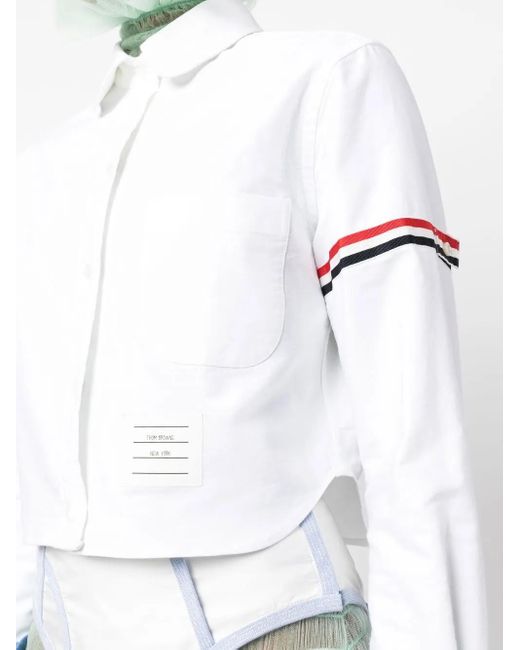 Thom Browne Cropped Blouse in het White
