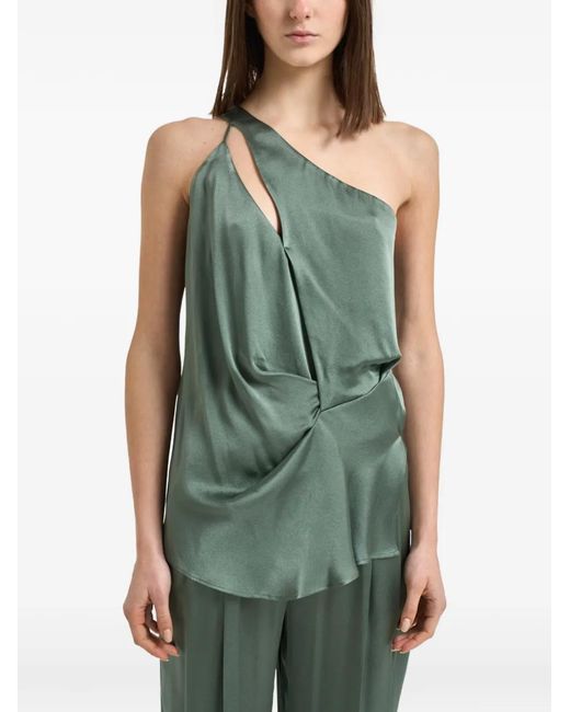 Semicouture Green Cut-Out One-Shoulder Top