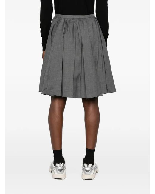 ShuShu/Tong Gray Pleated Midi Skirt