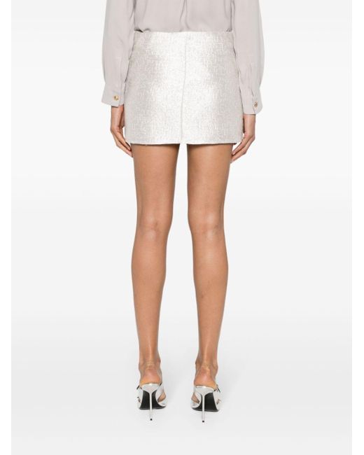 Elisabetta Franchi White Crystal-embellished Tweed Mini Skirt