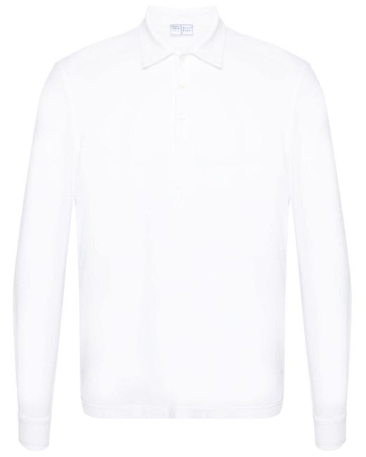 Fedeli Langärmeliges Alby Poloshirt in White für Herren