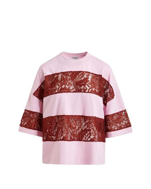 Essentiel Antwerp Red Lace-Striped T-Shirt