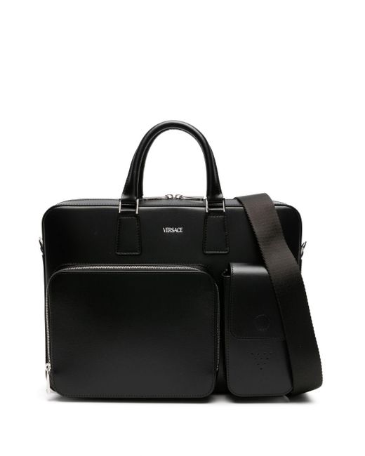 Versace Aktentasche mit Logo-Prägung in Black für Herren