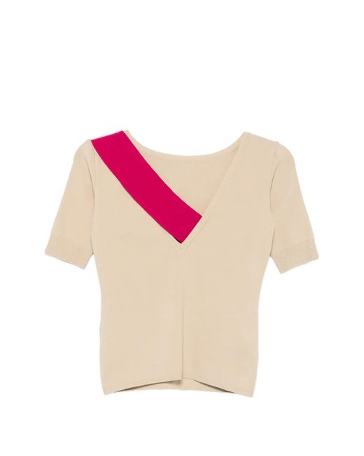SIMONA CORSELLINI Pink V-Neck Short-Sleeve Top