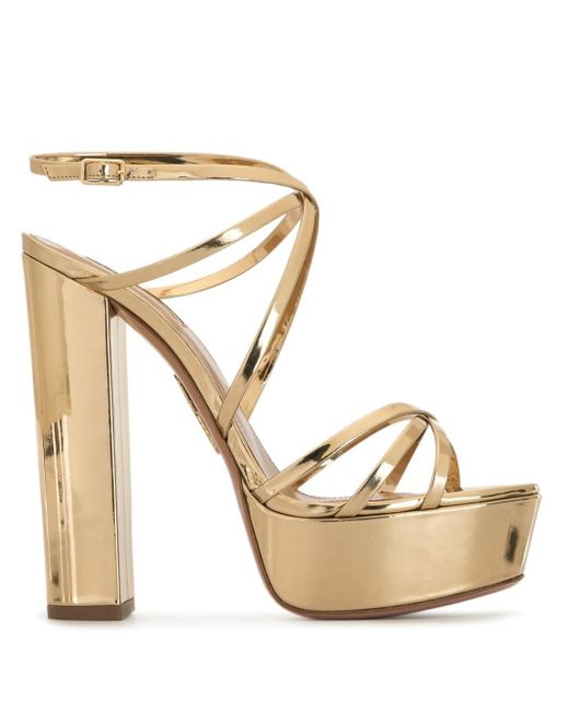 Aquazzura Gin Plateau 140 Platform Sandals in Metallic Lyst