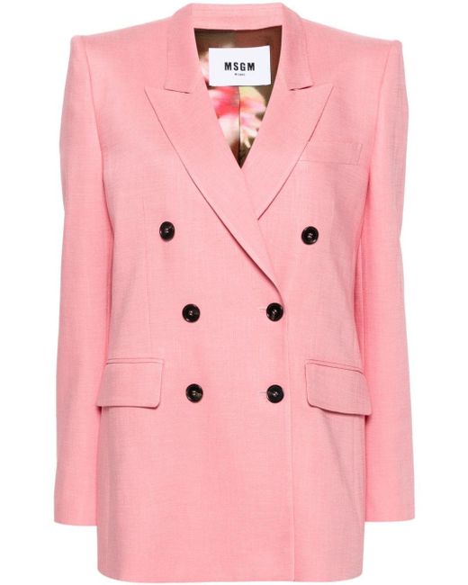 MSGM Pink Double-breasted Blazer