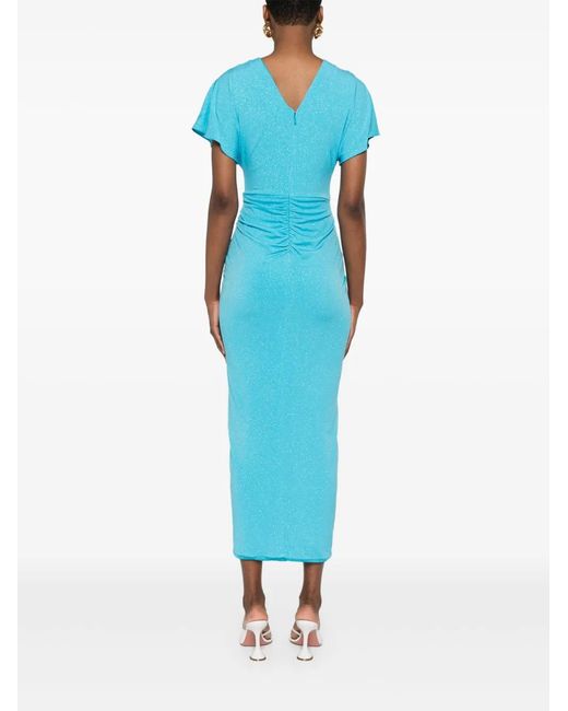 Nissa Blue Gathered-Detailing Dress
