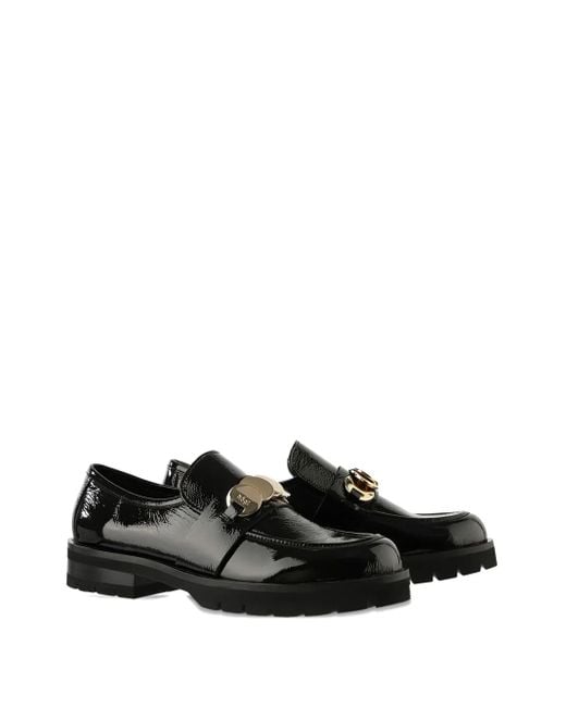 Högl Black Alison Logo-Plaque Patent Loafers