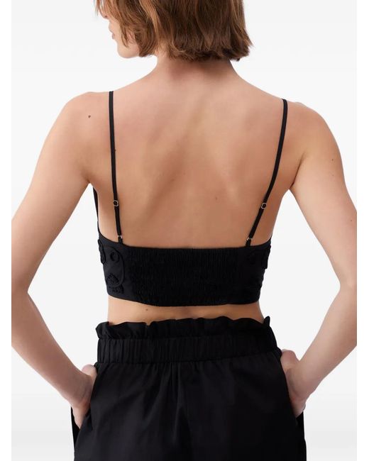 Liu Jo Black Embroidered V-Neck Top