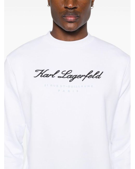 Karl Lagerfeld White Logo-raised Sweatshirt for men