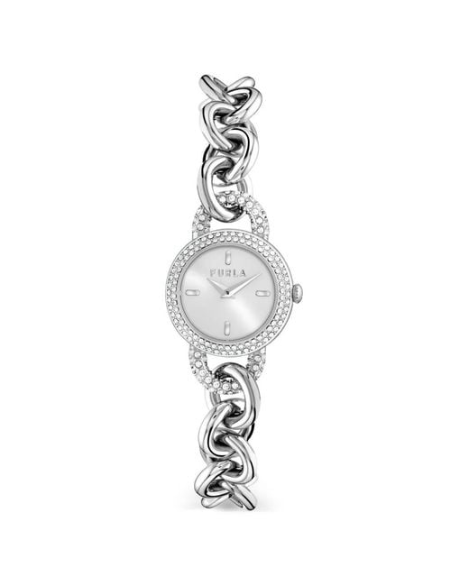 Furla White Crystal 34Mm Watch