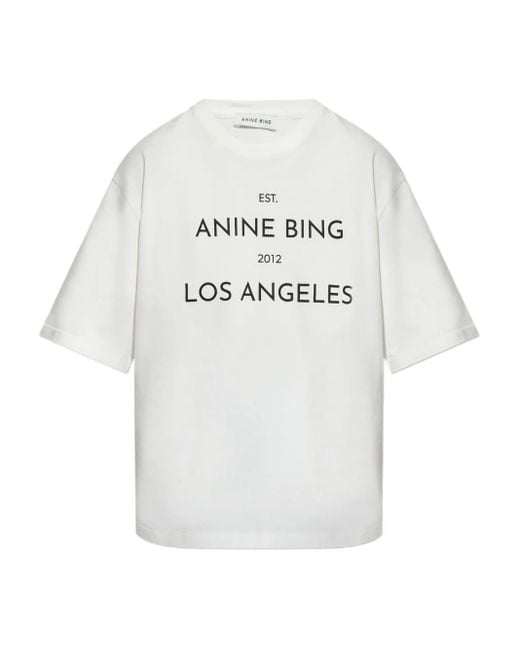 T-Shirt À Logo Imprimé Anine Bing en coloris White