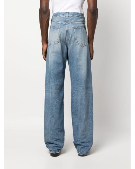 Saint Laurent Blue Washed High-rise Wide-leg Jeans for men