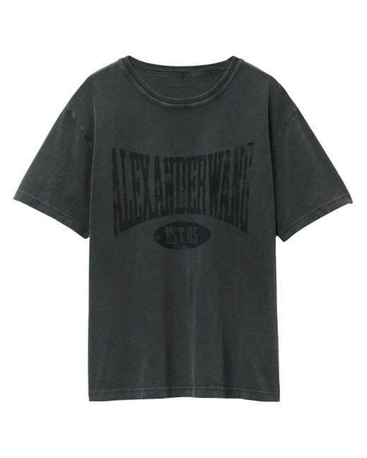Alexander Wang Black Cotton T-Shirt With Contemporary Graphic Print