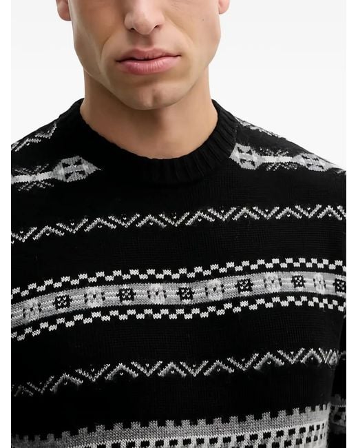 Benetton Black Patterned Sweater for men