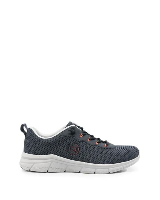 Bugatti Blue Mesh-Knit Lace-Up Sneakers for men