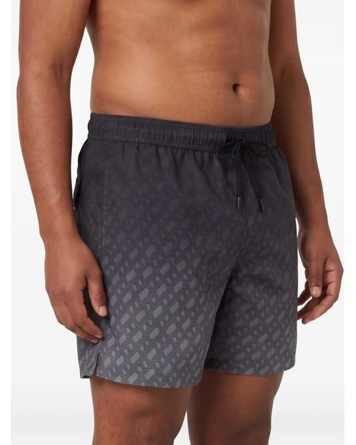 Boss Blue Logo-Badge Swim Shorts With Degradé Monogram Print for men