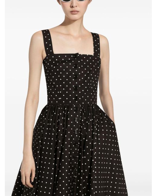 Dolce & Gabbana Black Polka-dot Cotton Midi Dress
