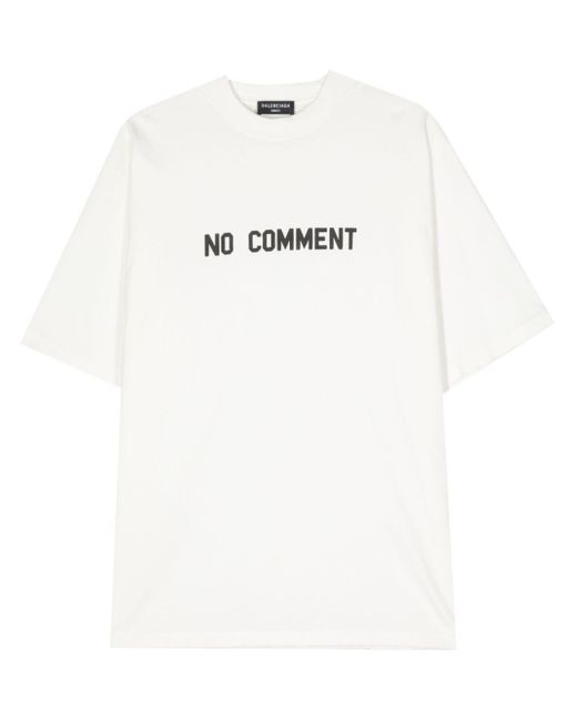 Balenciaga White Slogan-print Cotton T-shirt