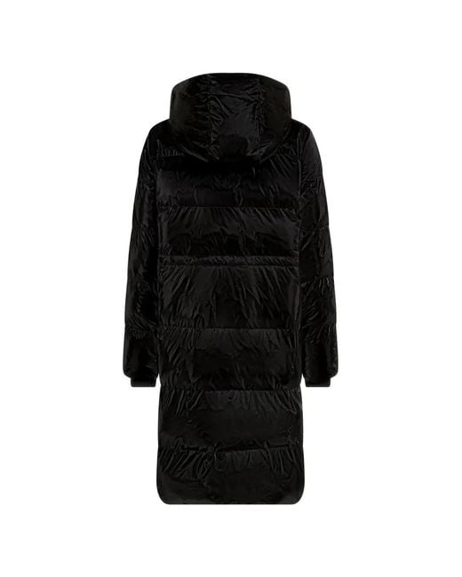 Karl Lagerfeld Black Long Shiny Puffer Jacket