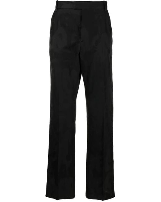 McQueen Black Jacquard Tailored Trousers for men