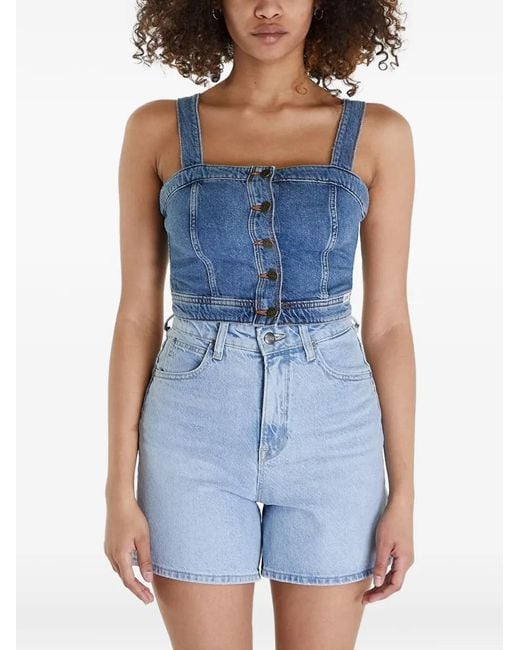 Lee Jeans Blue First Rainfall Panelled Button-Front Tank Top