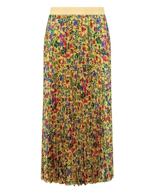 Max Mara Yellow Floral-Print Skirt