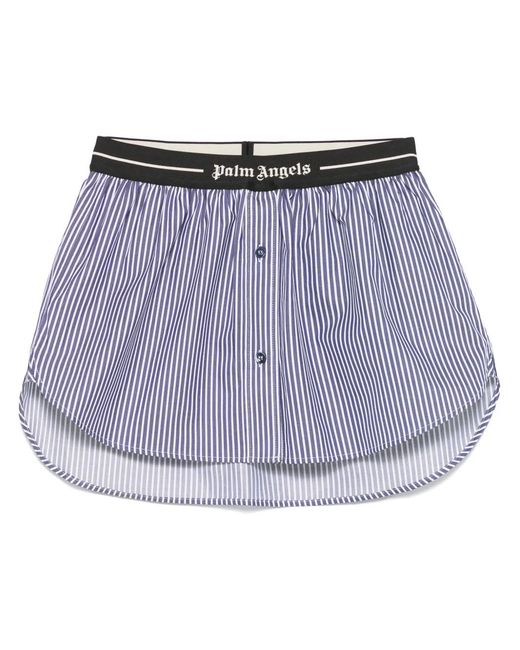 Palm Angels Blue Striped Mini Skirt