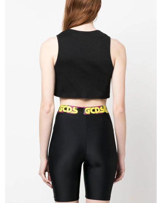 Gcds Black Graphic-Print Cropped Vest