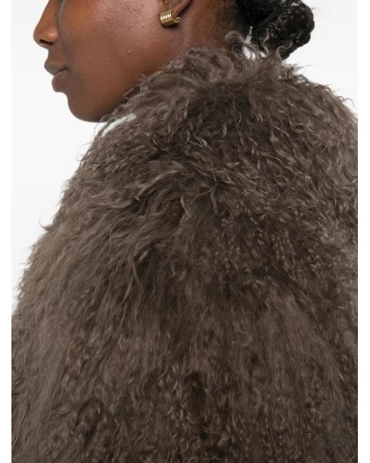 Martha Louis Brown Shearling-Effect Jacket