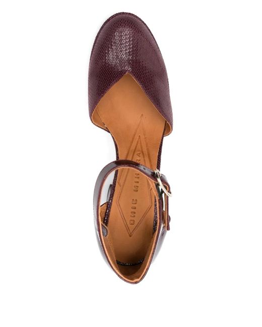 Pumps Con Cinturino Alla Caviglia E Tacco Largo 80Mm di Chie Mihara in Brown
