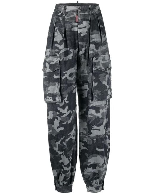DSquared² Black Camouflage-Print Cargo Trousers