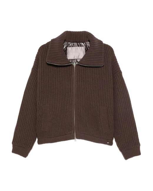 Herno Geribbeld Vest Met Rits in het Brown
